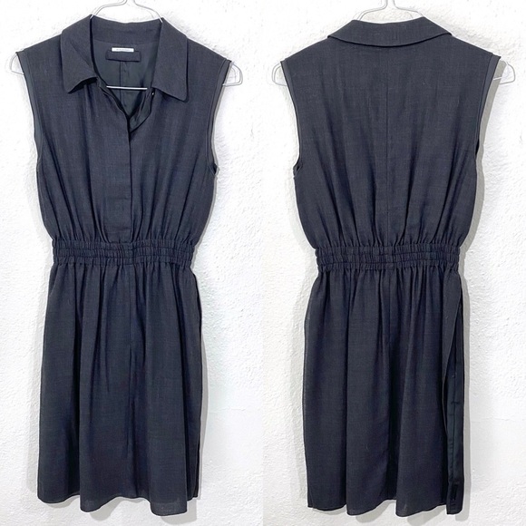 Prada Wool Grey Button Down Sleeveless Shirtdress Layered Overlay Viscose XS - Picture 1 of 7